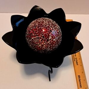 Lotus petal sculpture 2 pieces with stand 5" tall (on stand) 4" dia " ball"